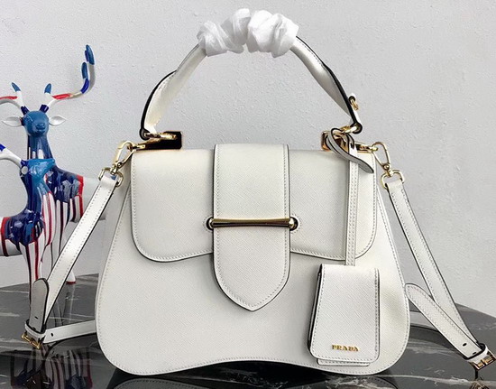 Prada Sidonie Saffiano Leather Bag in White