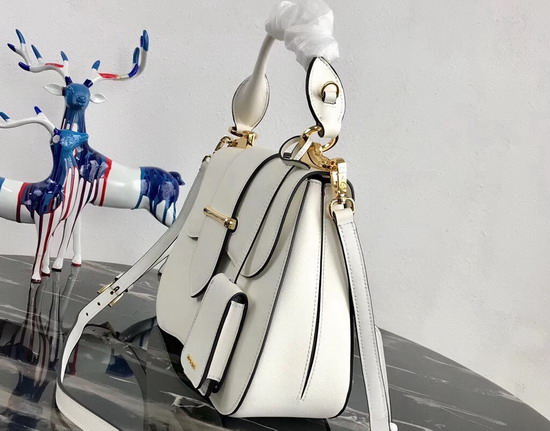 Prada Sidonie Saffiano Leather Bag in White