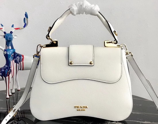 Prada Sidonie Saffiano Leather Bag in White
