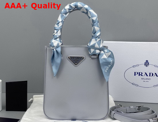 Prada Small Brushed Leather Tote in Cornflower Blue 1BA331 Replica