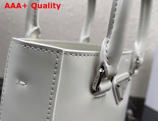 Prada Small Brushed Leather Tote in White Product Code 1BA331 Replica