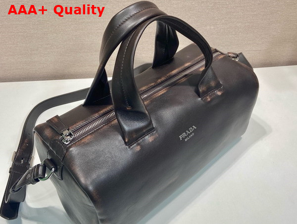 Prada Small Nappa Leather Duffle Bag in Dark Brown 2VC046 Replica