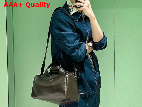 Prada Small Nappa Leather Duffle Bag in Dark Brown 2VC046 Replica