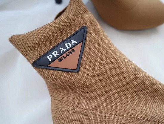 Prada Stretch Fabric Booties Tan