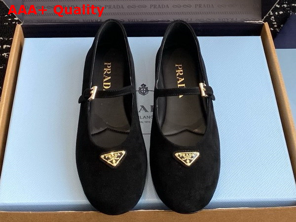 Prada Suede Ballerinas in Black 1F793N Replica