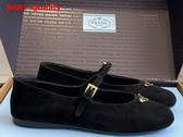 Prada Suede Ballerinas in Black 1F793N Replica