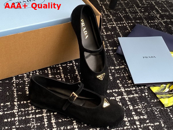 Prada Suede Ballerinas in Black 1F793N Replica