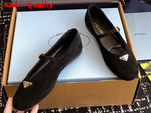 Prada Suede Ballerinas in Black 1F793N Replica