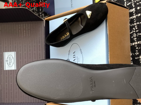 Prada Suede Ballerinas in Black 1F793N Replica