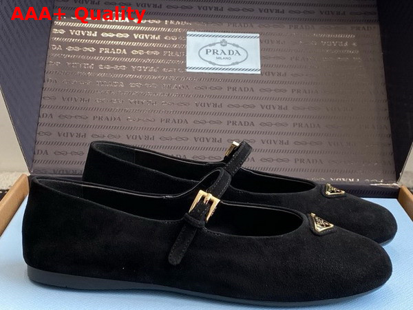 Prada Suede Ballerinas in Black 1F793N Replica