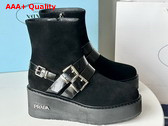 Prada Suede Leather Bootie in Black with Strap Replica