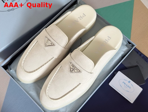Prada Suede Mules in Ivory 1D270N Replica