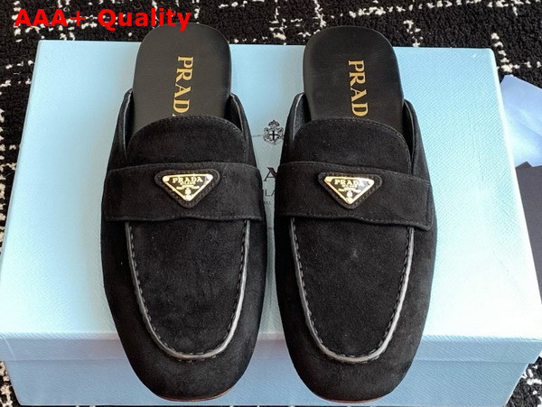 Prada Suede Slippers in Black 1D766N Replica
