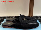 Prada Suede Slippers in Black 1D766N Replica