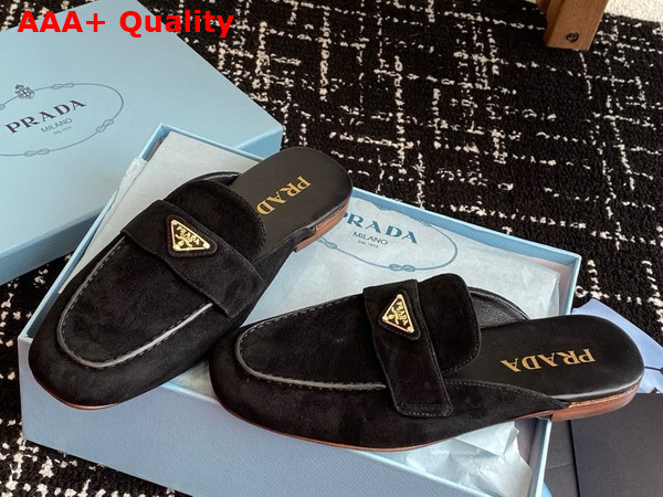 Prada Suede Slippers in Black 1D766N Replica