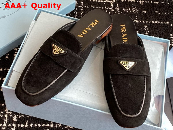 Prada Suede Slippers in Black 1D766N Replica