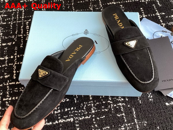Prada Suede Slippers in Black 1D766N Replica