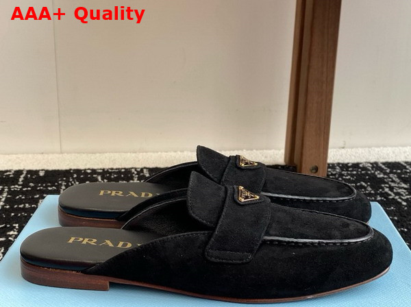 Prada Suede Slippers in Black 1D766N Replica