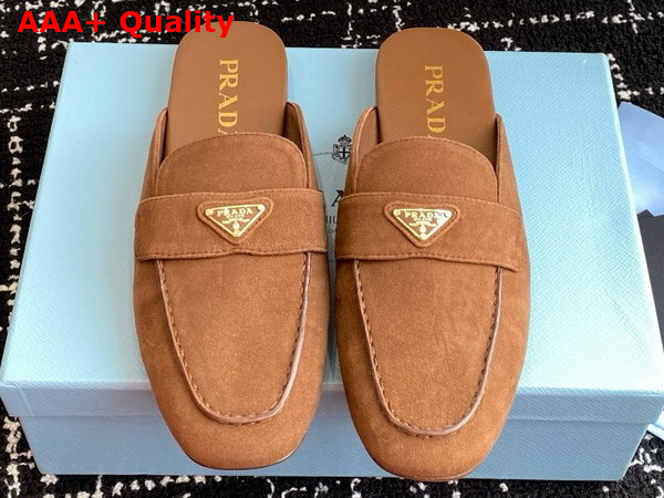Prada Suede Slippers in Cocoa Brown 1D766N Replica