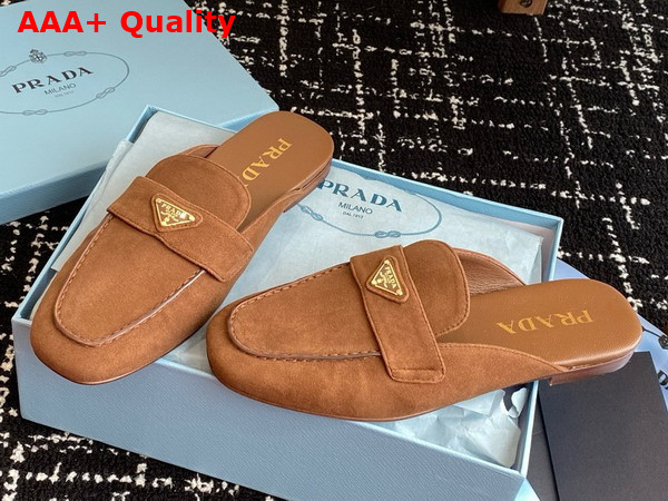 Prada Suede Slippers in Cocoa Brown 1D766N Replica