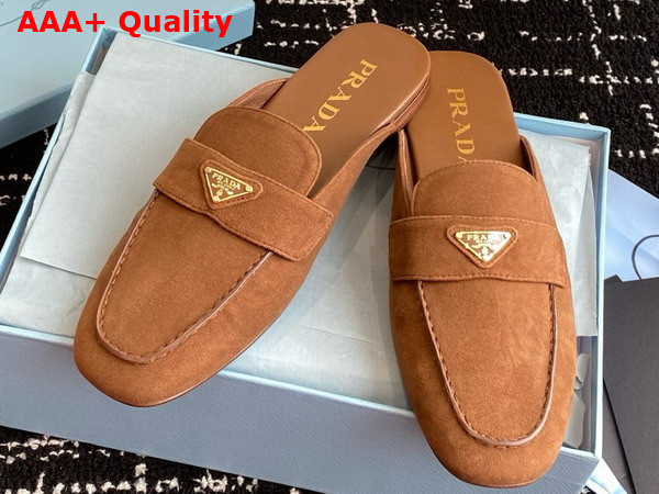 Prada Suede Slippers in Cocoa Brown 1D766N Replica