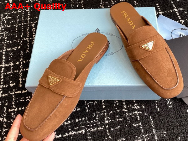Prada Suede Slippers in Cocoa Brown 1D766N Replica
