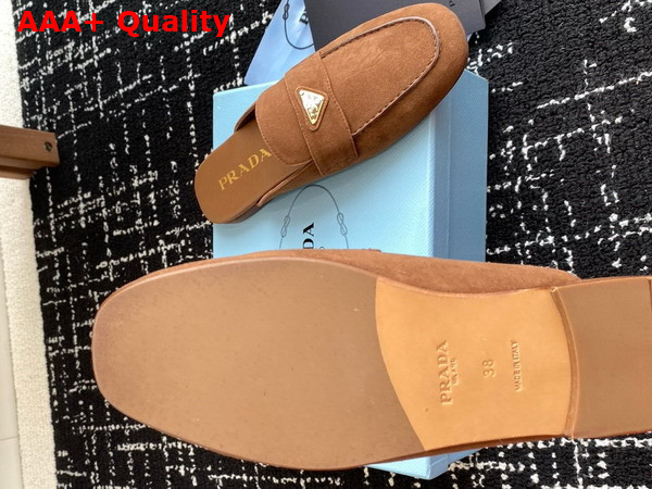Prada Suede Slippers in Cocoa Brown 1D766N Replica