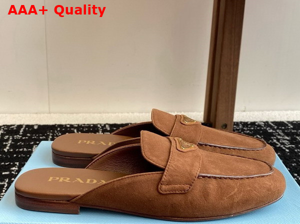 Prada Suede Slippers in Cocoa Brown 1D766N Replica