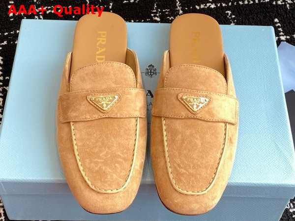 Prada Suede Slippers in Ecru 1D766N Replica