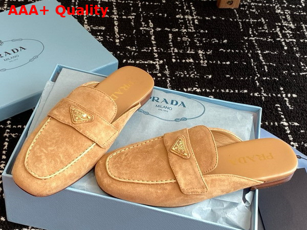 Prada Suede Slippers in Ecru 1D766N Replica