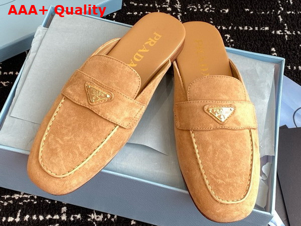 Prada Suede Slippers in Ecru 1D766N Replica