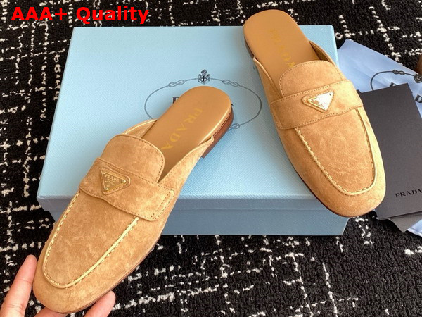 Prada Suede Slippers in Ecru 1D766N Replica