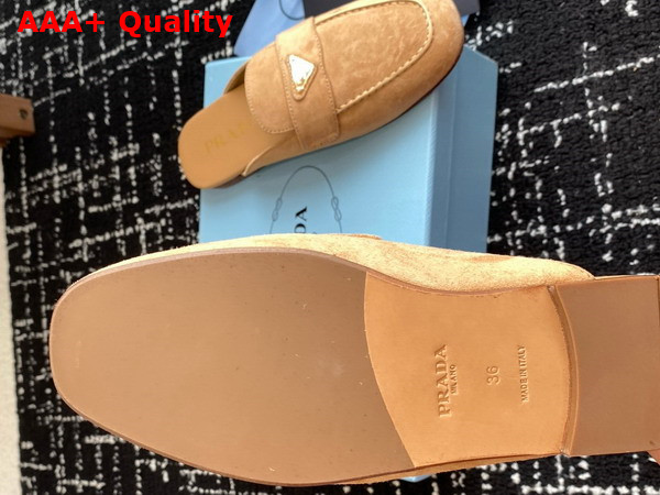 Prada Suede Slippers in Ecru 1D766N Replica