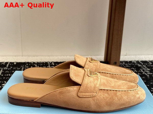 Prada Suede Slippers in Ecru 1D766N Replica