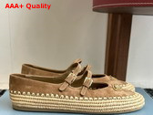 Prada Suede and Raffia Ballerinas in Brown 1F869N Replica