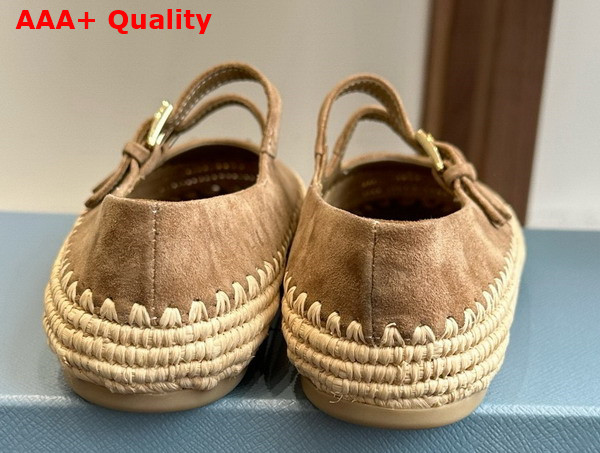 Prada Suede and Raffia Ballerinas in Brown 1F869N Replica