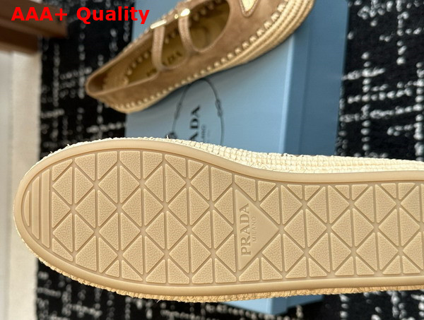 Prada Suede and Raffia Ballerinas in Brown 1F869N Replica