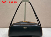 Prada Swing Smooth Leather Shoulder Bag Black Hazelnut 1BC249 Replica