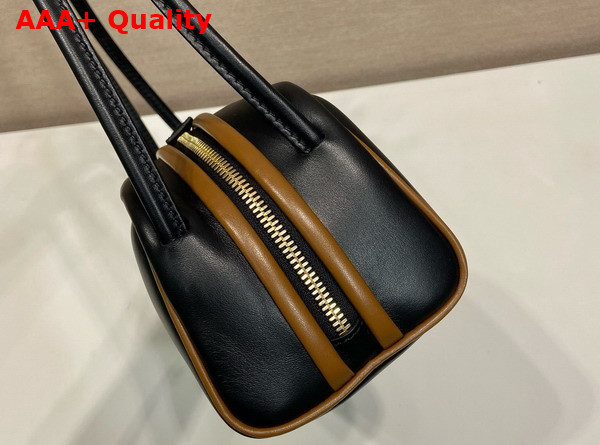 Prada Swing Smooth Leather Shoulder Bag Black Hazelnut 1BC249 Replica