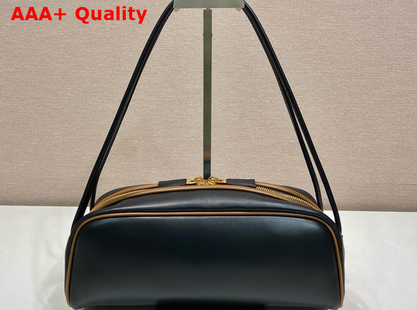 Prada Swing Smooth Leather Shoulder Bag Black Hazelnut 1BC249 Replica