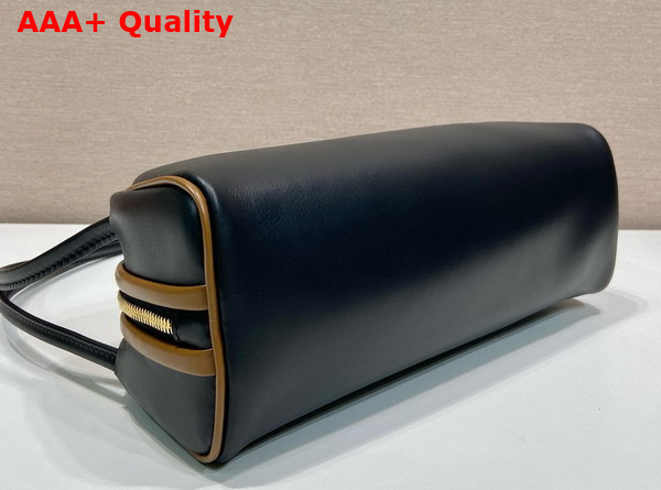 Prada Swing Smooth Leather Shoulder Bag Black Hazelnut 1BC249 Replica