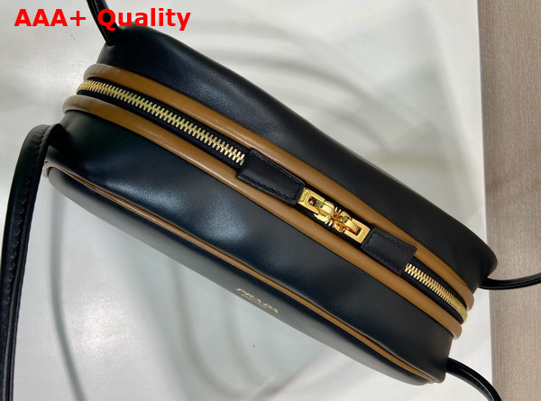 Prada Swing Smooth Leather Shoulder Bag Black Hazelnut 1BC249 Replica