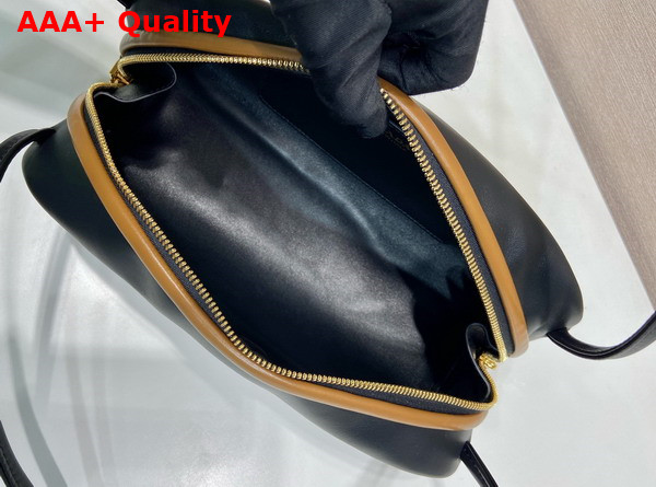 Prada Swing Smooth Leather Shoulder Bag Black Hazelnut 1BC249 Replica