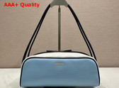 Prada Swing Smooth Leather Shoulder Bag Celeste White Black 1BC249 Replica