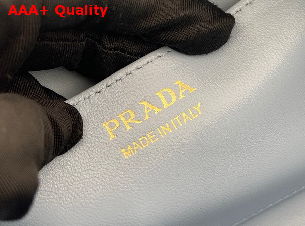 Prada Swing Smooth Leather Shoulder Bag Celeste White Black 1BC249 Replica