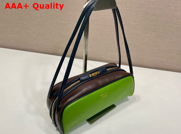 Prada Swing Smooth Leather Shoulder Bag Fern Green Ebony Baltic Blue 1BC249 Replica