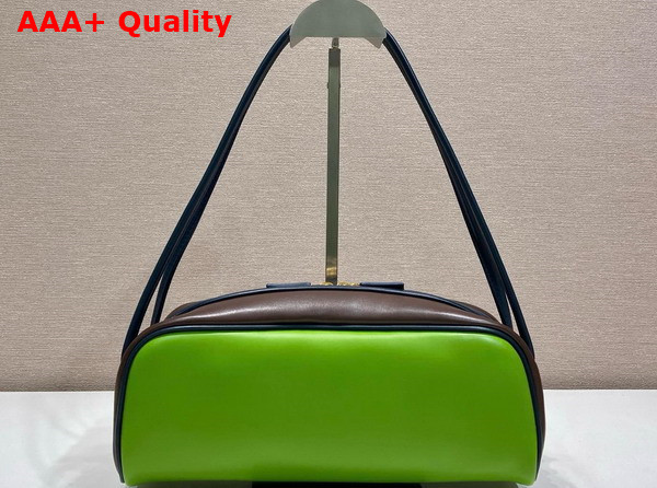 Prada Swing Smooth Leather Shoulder Bag Fern Green Ebony Baltic Blue 1BC249 Replica
