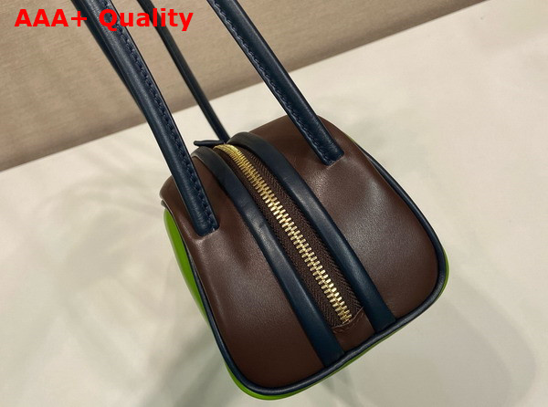 Prada Swing Smooth Leather Shoulder Bag Fern Green Ebony Baltic Blue 1BC249 Replica