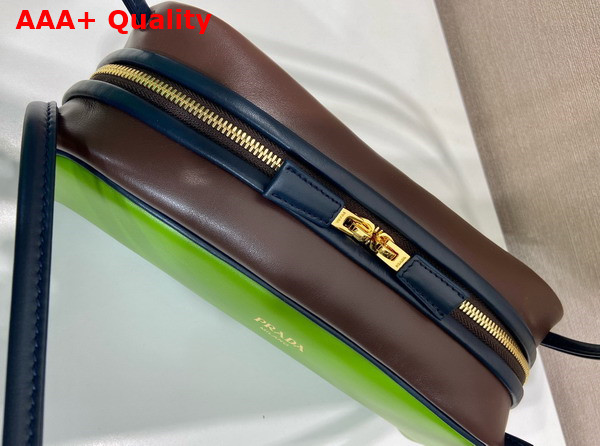 Prada Swing Smooth Leather Shoulder Bag Fern Green Ebony Baltic Blue 1BC249 Replica