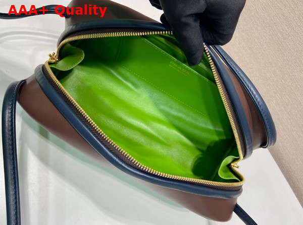 Prada Swing Smooth Leather Shoulder Bag Fern Green Ebony Baltic Blue 1BC249 Replica